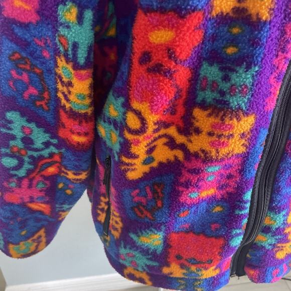 Vtg Obermeyer Women’s Full Zip Colorful Graphic Pullover Fleece Jacket No Size L - Picture 6 of 16